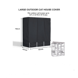 Outdoor Cat House Cover 600D Heavy Duty Waterproof Full Coverage Large Cat House Cover Walk-in Cat Cage Cover L63“ X W30” X H70” (Only Cover)