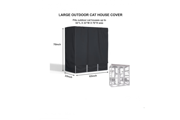 Outdoor Cat House Cover 600D Heavy Duty Waterproof Full Coverage Large Cat House Cover Walk-in Cat Cage Cover L63“ X W30” X H70” (Only Cover)