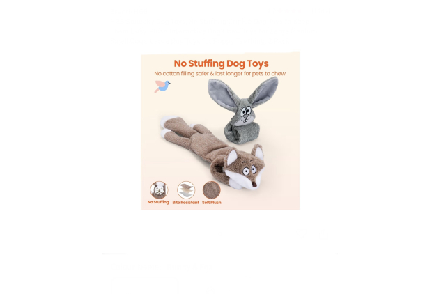 Squeaky Dog Toys, No Stuffing Crinkle Dog Toys Plush Interactive Dog Chew Toys for Large Medium Small Dog Toys for Puppy Teething 2 Pack