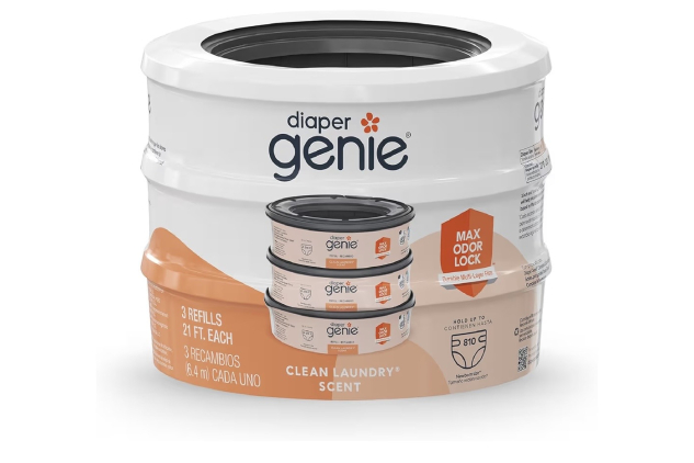 Diaper Genie Bags Refills 270 Count (Pack of 3) Clean Laundry Scent Diaper Pail Refills with Max Odor Lock