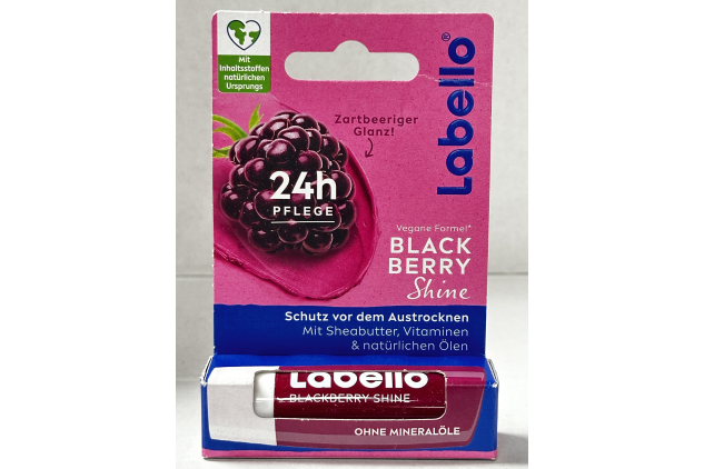 Labello Blackberry Shine Lip Balm 4.8g 24h Care Vegan Formula