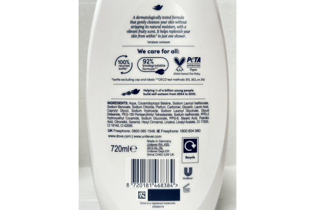 Dove Fruity Nourish Body Wash 720ml Pack of 6 Plant-Based Moisturisers