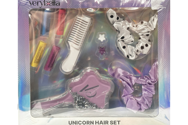 VeryBella Unicorn Hair Set With Hair Bands Clips Brushes & Hair Chalks