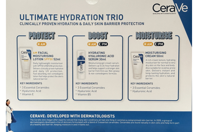 CeraVe Ultimate Hydration Trio Skincare Set SPF50 Serum & Moisturising Cream