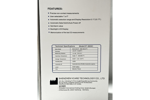 VCare Non-Contact IR Thermometer Forehead & Object Digital Temperature Gun