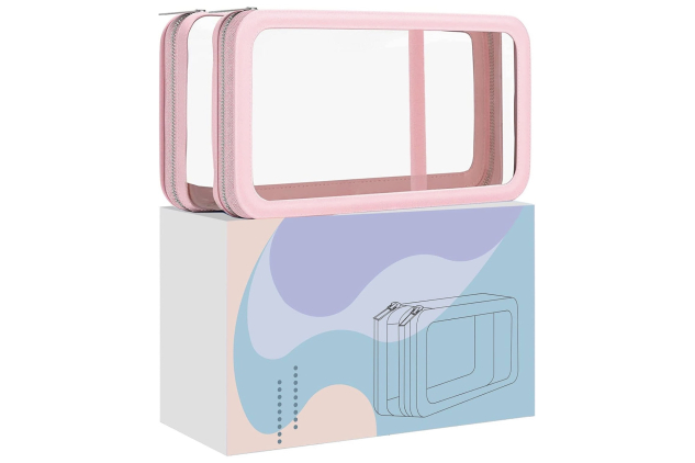 Pink Clear Makeup Bag Waterproof Travel Cosmetic Toiletry Organiser Case