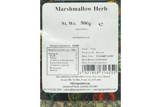 Old India Marshmallow Herb 500g Dried Cut Herb