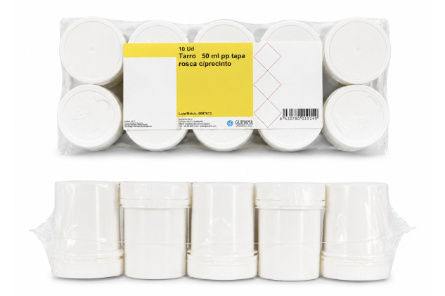 10 x 50ml White Plastic Screw Top Jars with Tamper Evident Lids Storage Container