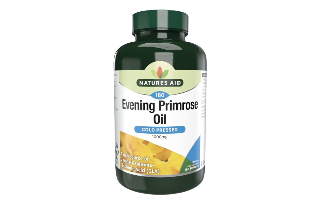 Natures Aid Evening Primrose Oil 1000mg Cold Pressed Omega-6 GLA High Strength Potency 180 Softgel Capsules