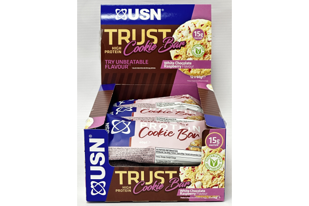 USN Trust White Chocolate Raspberry Protein Cookie Bars 12 x 60g