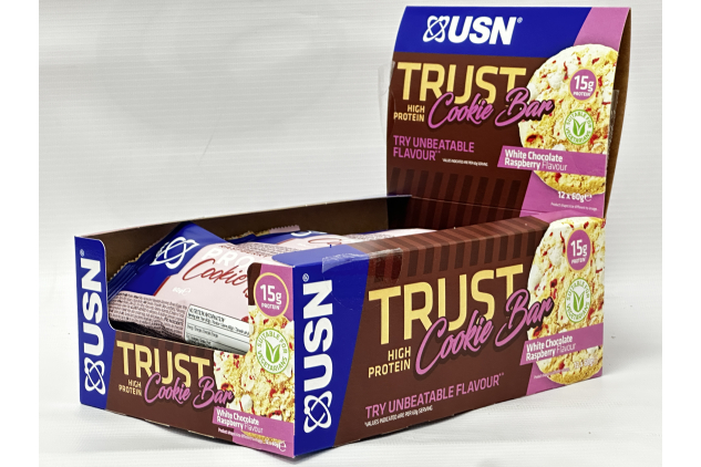USN Trust White Chocolate Raspberry Protein Cookie Bars 12 x 60g