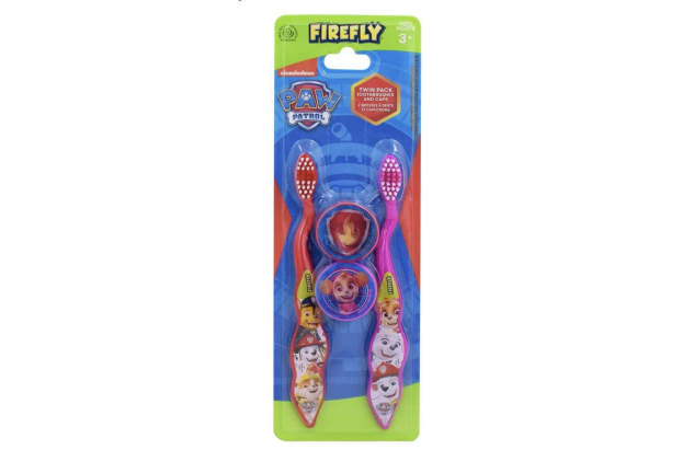 Firefly Paw Patrol Manual Toothbrush Duo + Travel Cap Adventure-Ready Brushes 2-Pack