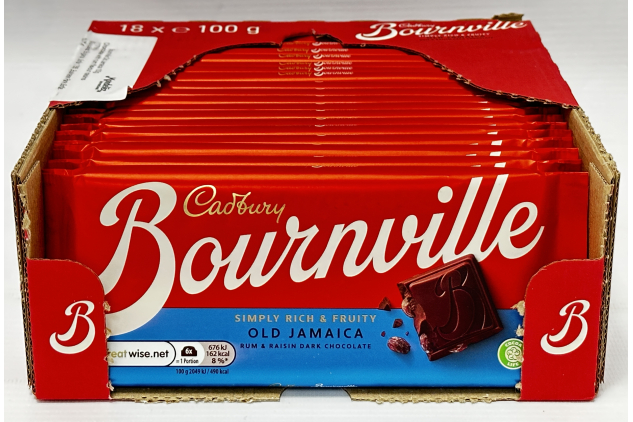 Cadbury Bournville Old Jamaica Rum & Raisin Dark Chocolate Bars 18 x 100g