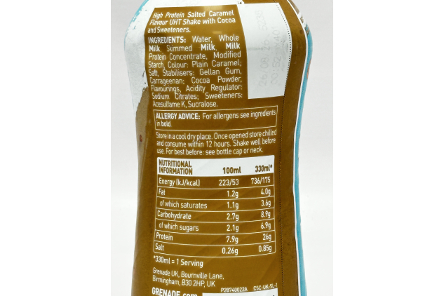 Grenade Chocolate Salted Caramel Protein Shake 8 x 330ml Low Sugar