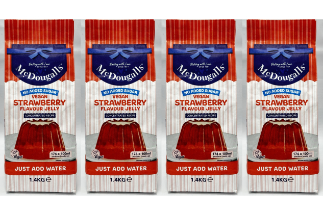McDougalls No Added Sugar Vegan Strawberry Jelly 4 x 1.4kg Bulk Pack