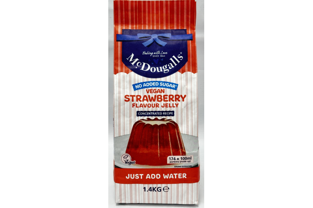 McDougalls No Added Sugar Vegan Strawberry Jelly 4 x 1.4kg Bulk Pack