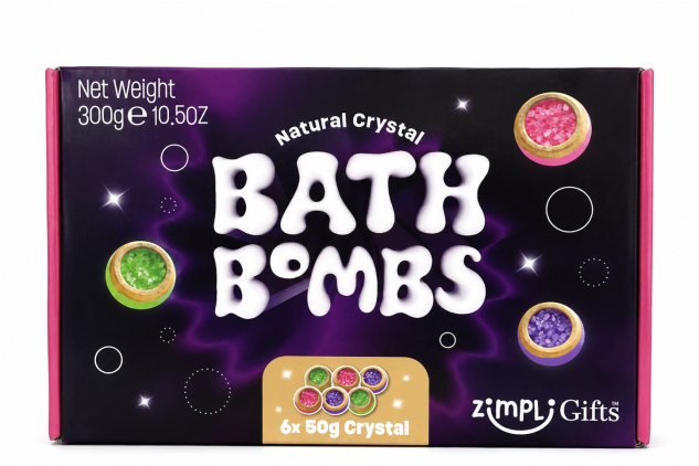 Natural Crystal Bath Bombs 6 Pack 300g
