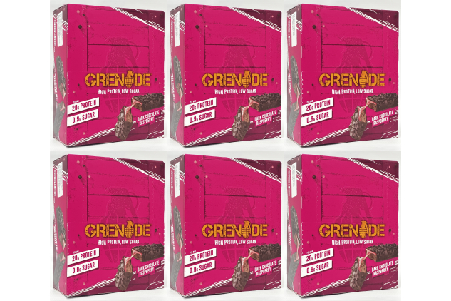 Grenade Dark Chocolate Raspberry Protein Bars 72 x 60g High Protein Low Sugar