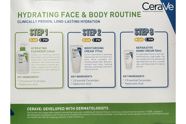 CeraVe Hydrating Face & Body Routine Skincare Gift Set 3 Pieces
