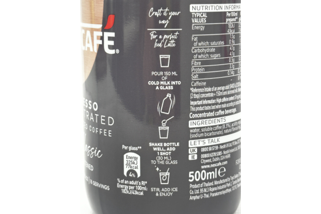 Nescafé Espresso Concentrate Iced Classic Unsweetened 6 x 500ml | 96 Servings Total