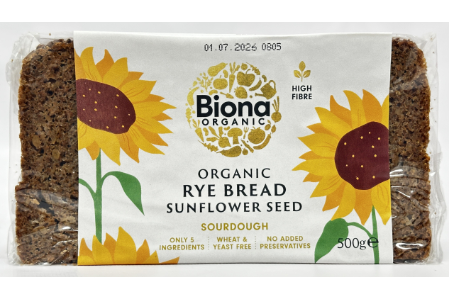 Biona Organic Rye Bread Sunflower Seed Sourdough 7 x 500g