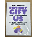Funny Birthday Gift Employees Card