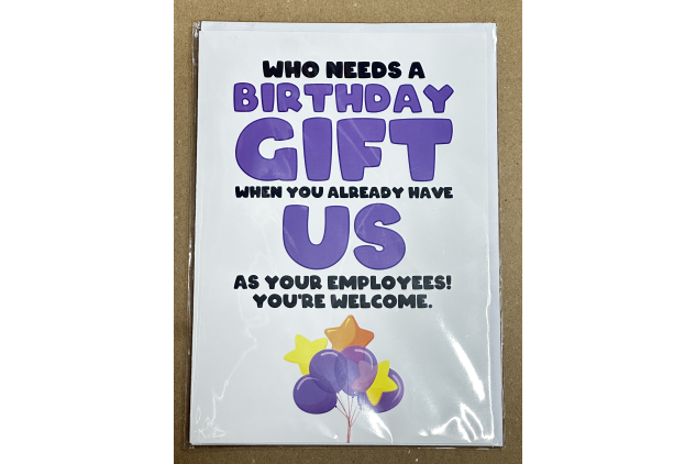 Funny Birthday Gift Employees Card