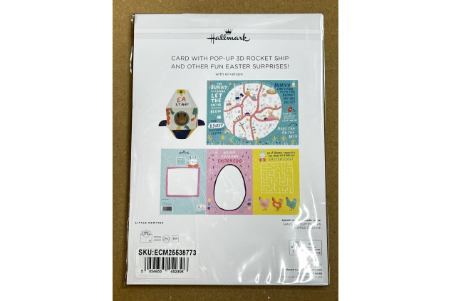 Hallmark Pop-Up 3D Rocket Ship Easter Card With Envelope
