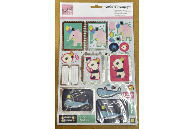 Anita’s Foiled Decoupage Party Animals Elephant Sheet