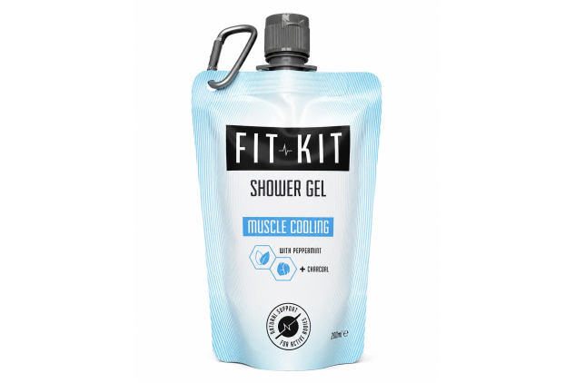 Fit Kit Muscle Cooling Sports Shower Gel - Mens & Women Body Wash for Post Exercise With Peppermint & Charcoal 200ml