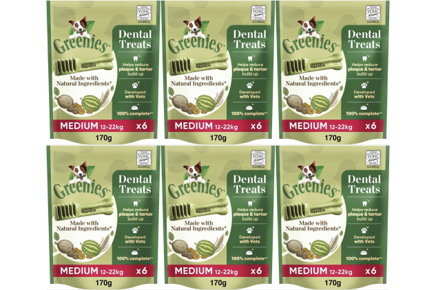 Greenies Original Medium Dental Dog Treats 36 Chews 6 x 170g