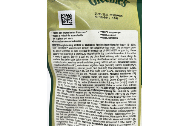 Greenies Original Medium Dental Dog Treats 36 Chews 6 x 170g