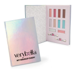 Very Bella Iridescent Effect Makeup Diary Includes 8 Light & Dark Eyeshadows, 2 Lip Balms, 2 Applicators and Lined Pages to Write Your Beauty Secrets