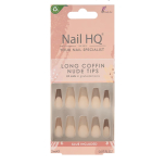 Nail HQ Press On Nails Long Coffin Nude French Tip 24 Durable Matte False Nails