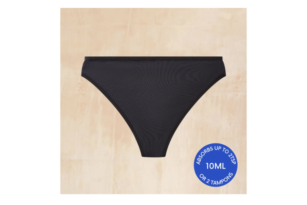GRACIE LEAKPROOF THONG Leakproof Thong Knicker For Periods & Bladder Leaks Light Absorbency Size XS Black