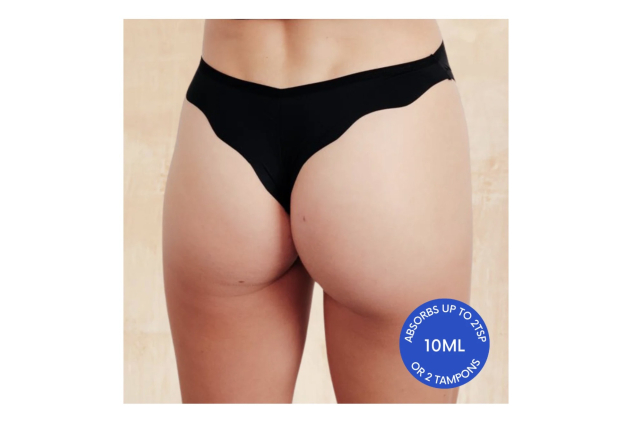 GRACIE LEAKPROOF THONG Leakproof Thong Knicker For Periods & Bladder Leaks Light Absorbency Size XS Black