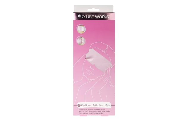 Brushworks Cushioned Satin Sleep Mask (Pink) – Plush, Blackout Eye Cover for Luxurious Night’s Sleep