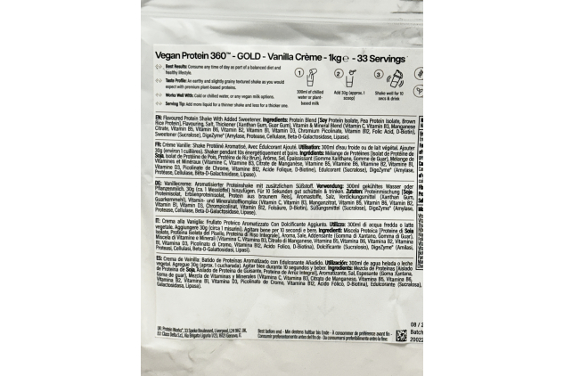 Protein Works Vegan Protein 360 Gold Vanilla Crème 1kg 33 Servings