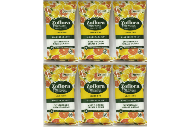Zoflora Lemon Zing Antibacterial Multi-Surface Cleaning Wipes 6 x 70 Wipes