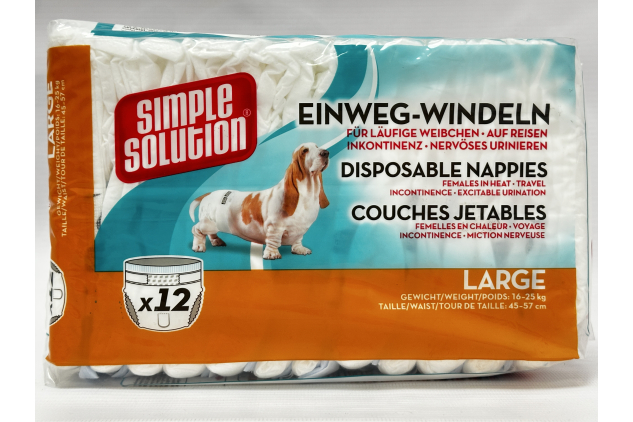 Simple Solution Disposable Dog Nappies Large 12 Pack Female Dogs 16–25kg