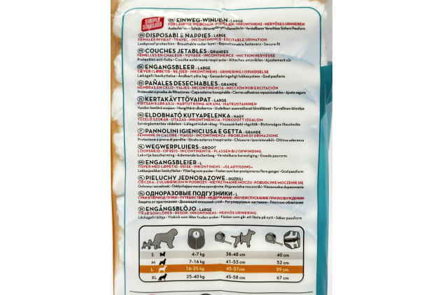 Simple Solution Disposable Dog Nappies Large 12 Pack Female Dogs 16–25kg