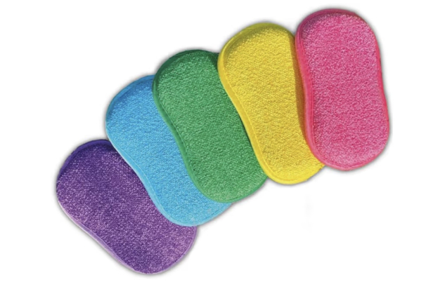 Double Sided Cleaning Sponges 5 Pack Reusable, Machine Washable, Scratch Resistant Non-Scratch Scrubbing Pads – Multi-Colour 11 x 17 cm