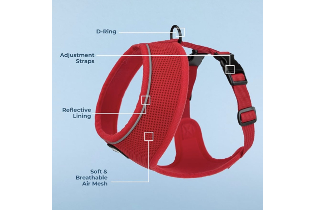 Voyager Aerolite No Pull Mesh Dog Harness Red Large
