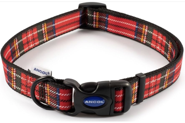 Ancol Red Tartan Adjustable Dog Collar Size 5-9