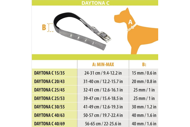 Ferplast Daytona Grey Padded Dog Collar 45-53cm