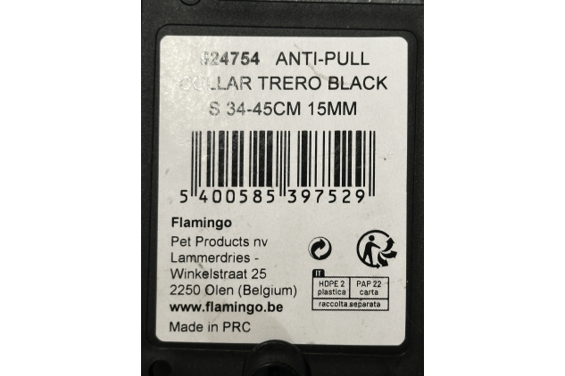 Flamingo Trero Anti-Pull Dog Collar Black Small