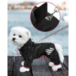 Waterproof Dog Raincoat with Hood Black XS Reflective Small Dog Rain Jacket