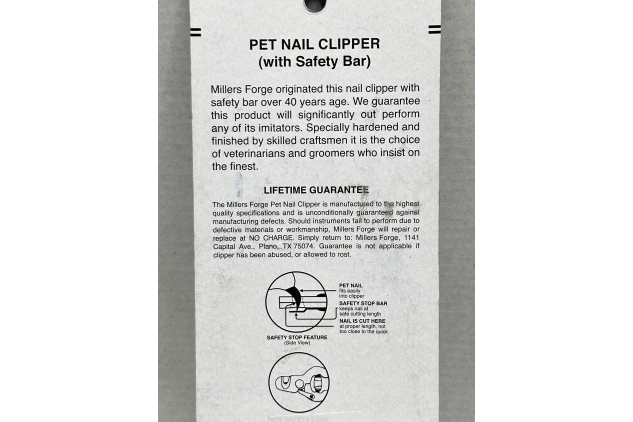 Millers Forge Steel Pet Nail Clipper 743C with Safety Stop Bar Small Medium Dog,5 inch (12,7 cm) Long