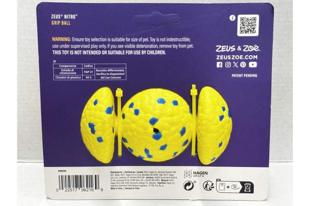 Zeus NITRO Weighted Grip Dog Ball 12.4cm
