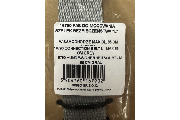 Dingo Grey Dog Car Seat Belt Size L 85cm